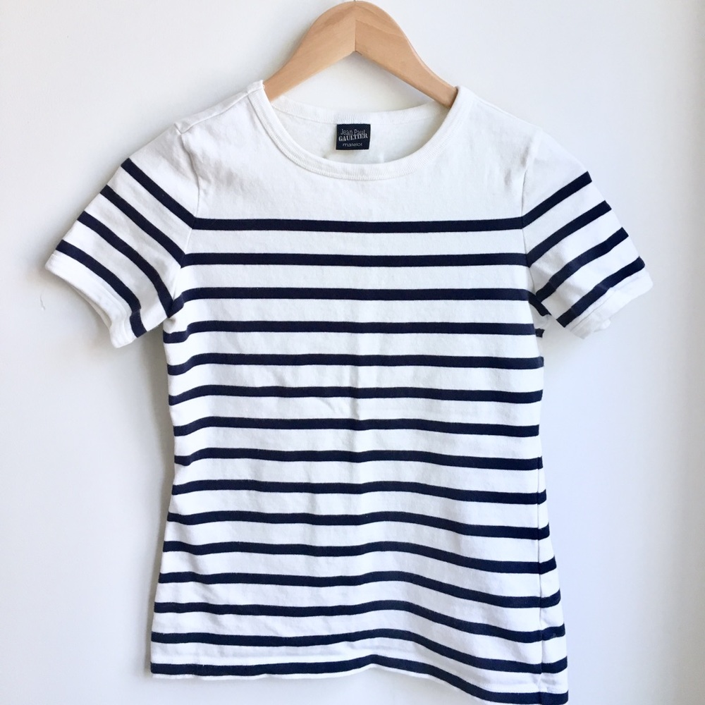 Jean Paul Gaultier summer navy/white striped tee